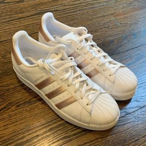 Rose Gold Adidas Superstar Sneakers